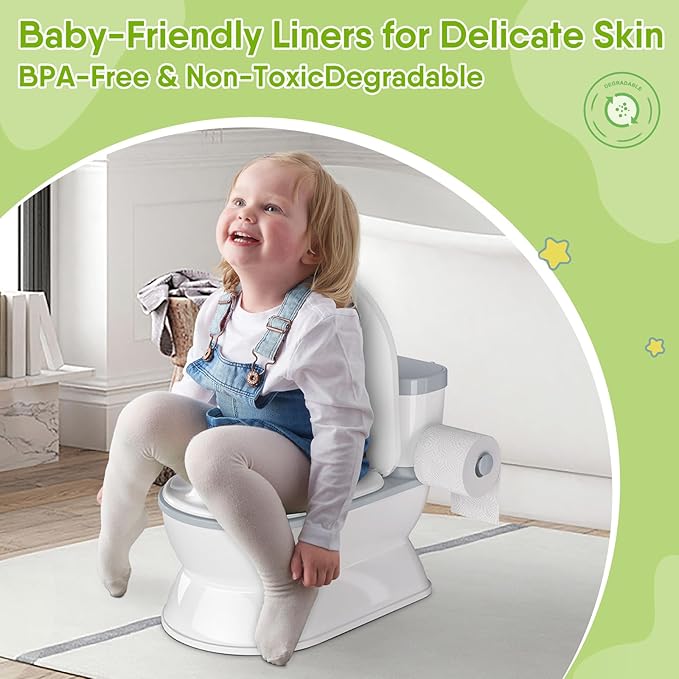 [30 Counts] CheerTry Potty Liners, 300ML Water Super-Absorbent Potty Bags, Thick & Tear-Resistant, Drawstring Opening & Easy to Tie, Fits Most Potty Chairs