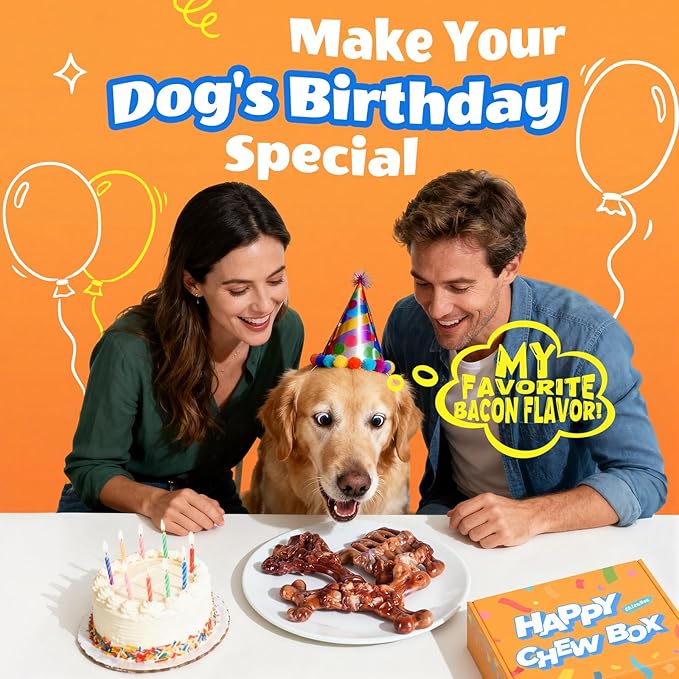 Dog Toys for Aggressive Chewers: Gift Box with 3 Pack Dog Chew Toys, Indestructible Tough Dog Toys to Keep Them Busy, Dog Teething Bones for Small Medium Large Breeds 25-90 lbs, Bacon Flavor