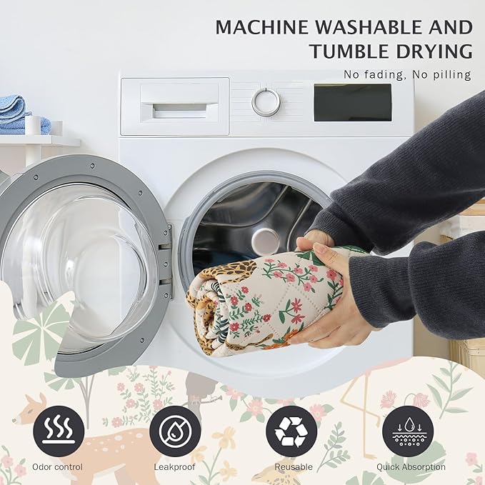 IEUUMLER Washable Pee Pads for Dogs, 2 Pack Forest Pattern Reusable Waterproof Puppy Pads, Non-Slip Super Absorbent Dog Training Pad for Playpen Crate Bed EU013 Beige Jungle, 24x18