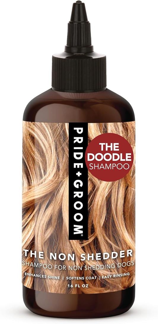 Pride and Groom The Non Shedder | Dog Grooming Shampoo for Doodles and Dogs That Do Not Shed | Tearless All Natural Body Wash with Coat-Specific Ingredients That Enhance Shine – 16oz
