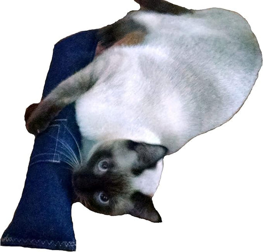(Refillable 15" Catnip Cat Kicker Toy (Kicker Filled with 1 oz Canadian Catnip) (Denim)