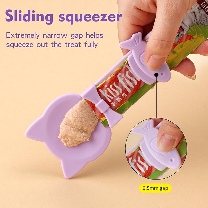 LICKJIMO-1PC Cat Treat Dispenser,Multi Function Spoon for Churu Lickable Cat Treats,Cat Treat Spoon for Lickable Cat Treats Squeeze up,Food Dispenser Cat Feeder,Cat Food Spoon Big Size(1 Color)