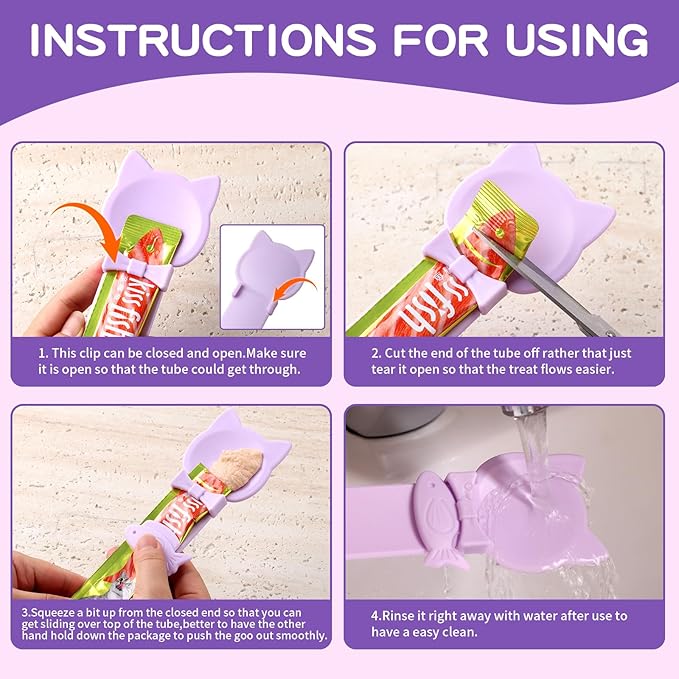 LICKJIMO-2PCS Cat Treat Dispenser,Multi Function Spoon for Churu Lickable Cat Treats,Cat Treat Spoon for Lickable Cat Treats Squeeze up,Food Dispenser Cat Feeder,Cat Food Spoon Big Size(2 Color)