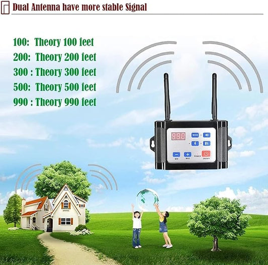 Wireless Dog Fence Electric Pet Containment System, Waterproof Rechargeable Training Collar Receiver, Vibration & Shock, Consistent Signal No Randomly Correction, Harmless for 1/2/3 Dogs,for2dogs