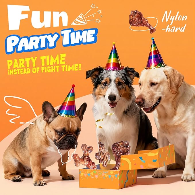 Dog Toys for Aggressive Chewers: Gift Box with 3 Pack Dog Chew Toys, Indestructible Tough Dog Toys to Keep Them Busy, Dog Teething Bones for Small Medium Large Breeds 25-90 lbs, Bacon Flavor