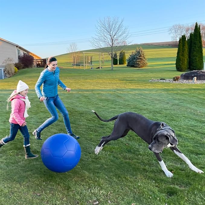 27″ Herding Ball for Dogs,PU Leather Herding Dog Exercise Outdoor Soccer Ball with Reinforced Rubber Bladder –Training Guide for Border Collies, Aussies,Australian Shepherd Dog Gifts