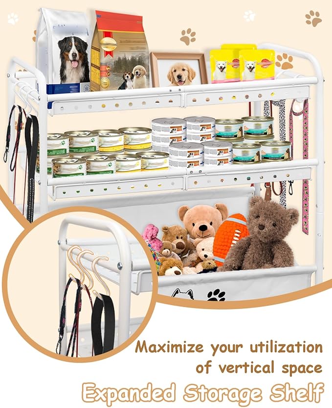 Large Dog Toy Basket, Dog Toy Bin with Storage Organizer, 3-Tier Pet Toy Box for Living Room, Toy Holder Chest for Pet Dog Cat, Multifunctional Chest Holder for Cat Dog Accessories