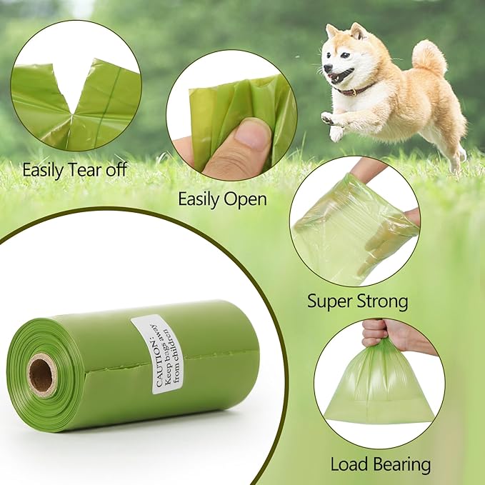 Dog Poop Bag 300 Counts 15 Rolls, Unscented Doggy Poop Bags, Leak-Proof Dog Bags for Poop, Doggie Cat Poop Bags Cats Litter, Waste Bags Puppy Trash Bags for Doggy Pets (13 x 9 Inches)