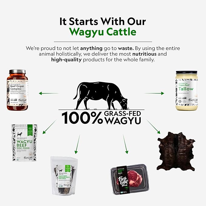 First Light Farms Wagyu Beef Esophagus Dog Treats | Gullet Sticks for Dogs | Esophagus Jerky Treats | All Natural Weasand Chews, 4-5 Count | Healthy Treats for Teeth, Mental Stimulation, Joint Support