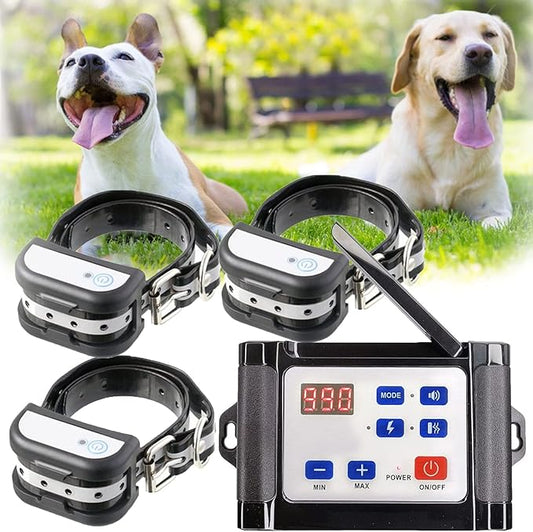 Wireless Dog Fence Electric Training Collar 2-in-1,Pets Dog Containment Boundary Container System,Adjustable Range Sizes & Warning Strength,Harmless,Waterproof, Rechargeable(Shock & Tone Correction),