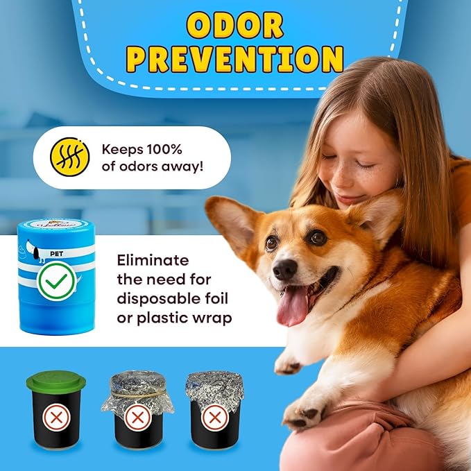 The Original Canned Dog Food Storage Container (2 Pack) Patent Pending Reusable Airtight Can Cover Pet Food Sealer - Keeps Dog Food Can Fresh in the Fridge, Eliminates Odor