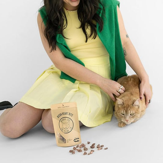 Winnie Lou The Canine Co. Grass-Fed Bison Heart Bits Cat Treats (Pack of 3) - Single Ingredient, High Protein Cat Food Snacks, Grain Free & Made in USA, with Taurine, Iron & Zinc for Healthy Cats