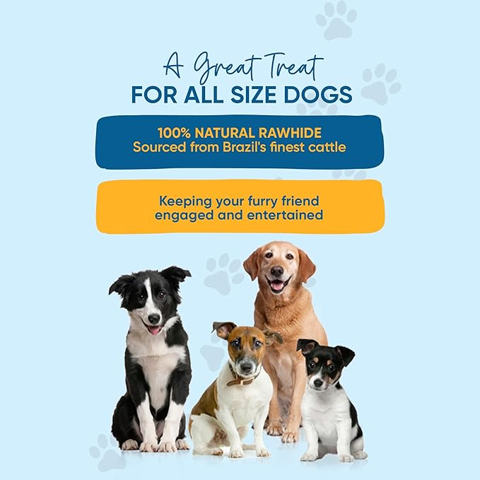 123 Treats Rawhide Bones for Dogs – 6-7" (30 Count) Natural Raw Hide Bones, Long Lasting Medium & Large Dog Chews, Free Range Rawhide Chews for Dogs with No Additives or Hormones