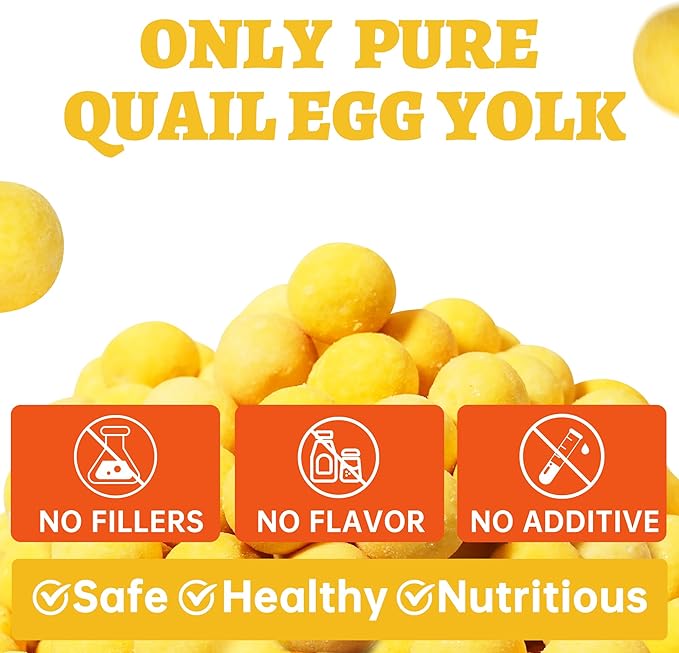 Wellix 9oz Freeze Dried Quail Eggs for Cats&Dog Treats - High-Protein Freeze Dried Quail Egg Yolk Cat Treats for Skin&Coat Health - Delicious Training Snacks for Puppy,Kitten Treat