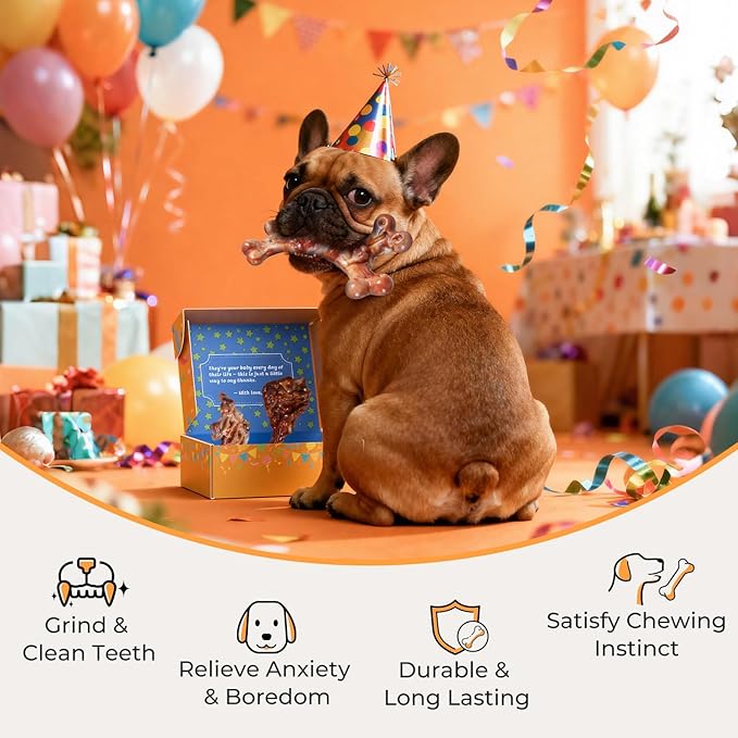 Dog Toys for Aggressive Chewers: Gift Box with 3 Pack Dog Chew Toys, Indestructible Tough Dog Toys to Keep Them Busy, Dog Teething Bones for Small Medium Large Breeds 25-90 lbs, Bacon Flavor