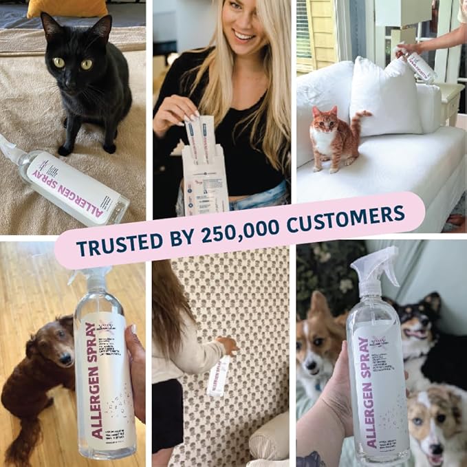 Allergen Spray, Pets, Dust Allergies & More, Air & Surface Control, Just Add Water, Bottle Plus Two Refills, Over 100oz Total