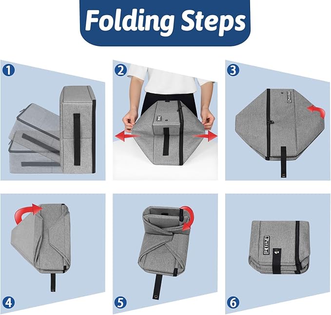 Petskd Portable Cat Travel Litter Box with Lid and 10 pcs Disposable Liner Bags, Leak-Proof and Collapsible, Cat Travel Essentials for Car, Hotel, Airplane and Other Outdoor Use(Grey)