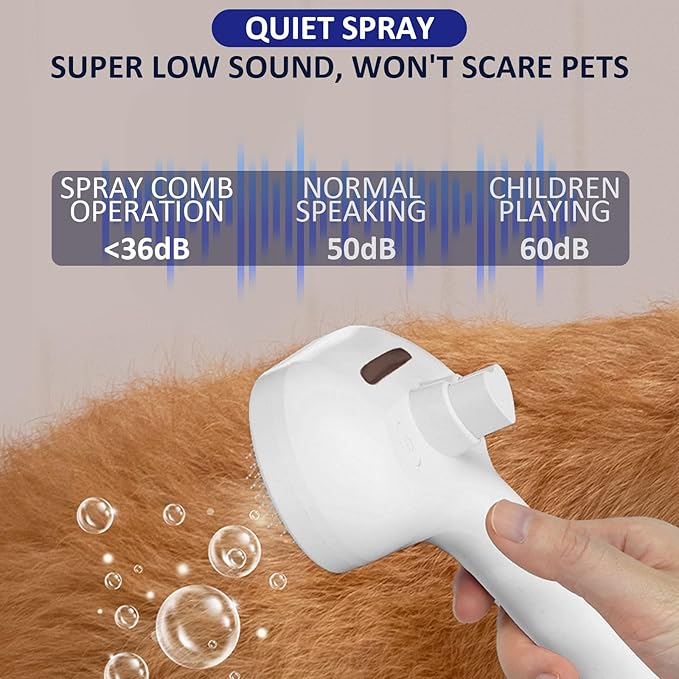3 In 1 Self Cleaning Steamy Pet Brush, Pets Spray Hair Removal Comb - Anti-Static, Dog Grooming Tool with Steam & Self-Cleaning, Skin-Friendly Design + Bathing Solution