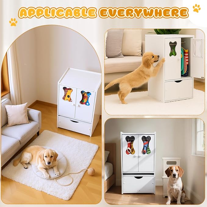 22.84 x 12.99 x 12.6 Inch Pet Wardrobe Closet Dog Toy Clothes Storage Organizer with Doors and Telescopic Hanging Rod Combinable Drawers Closet Rack for Small Dog Cat Toys Clothes Accessories