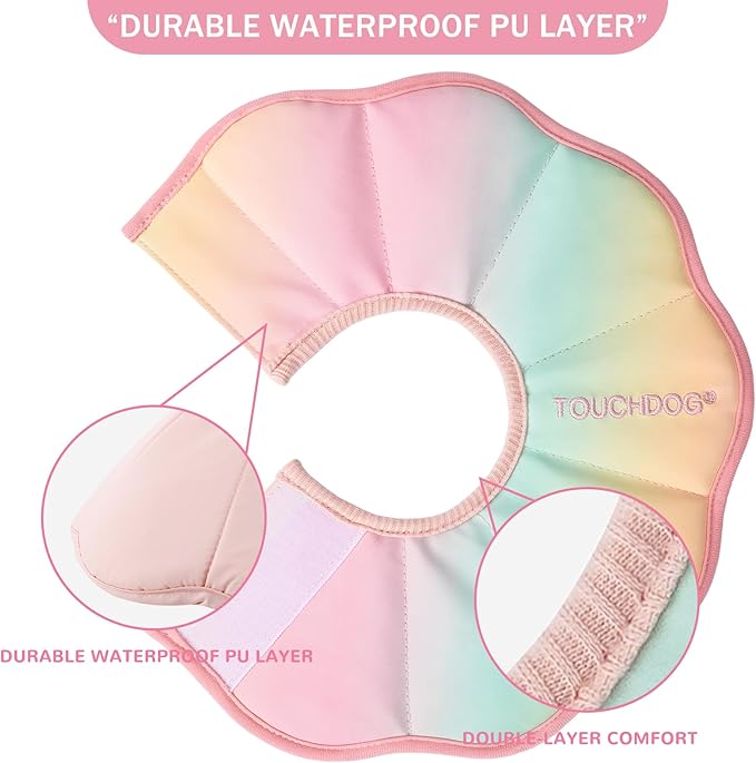 Touchdog Adjustable Soft Cat Cone Collar - Waterproof Recovery Collar for Cats After Surgery, Lightweight Elizabethan Collar for Kittens, Small to Large (Pink Gradient Color, XS)