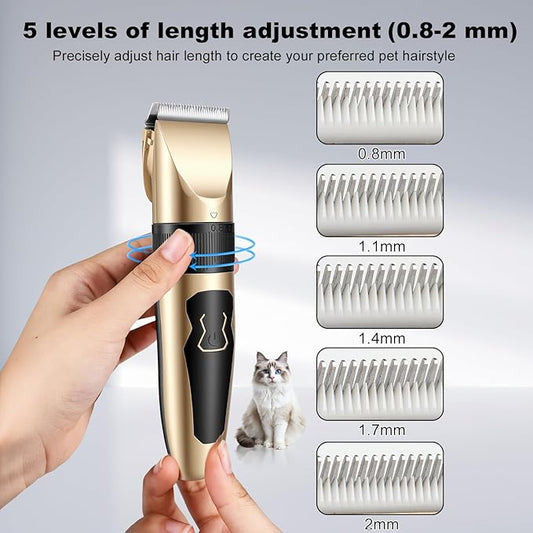 2 Pack Dog Grooming Clippers Low Noise Electric Quiet Adjustable Comb Rechargeable Cordless Suitable for Dogs Cats Pets