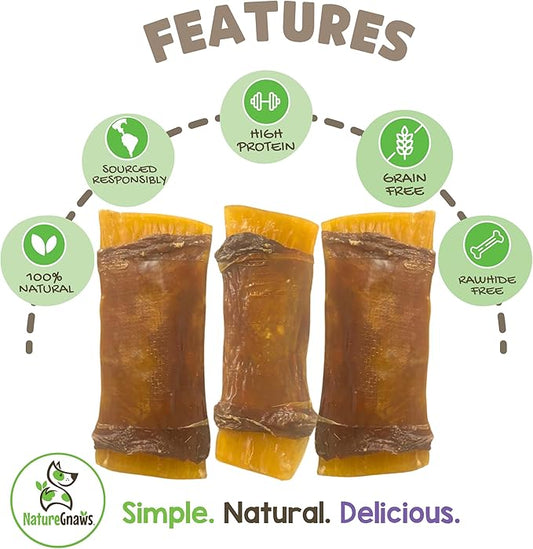 Nature Gnaws Beef Tendon Wraps for Dogs (5 Count) - Long Lasting for Aggressive Chewers - Natural Beef Dog Chew Bones - Rawhide Free