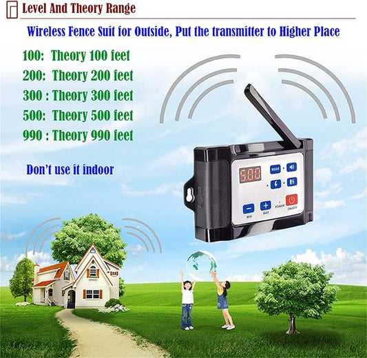 Wireless Dog Fence Electric Training Collar 2-in-1,Pets Dog Containment Boundary Container System,Adjustable Range Sizes & Warning Strength,Harmless,Waterproof, Rechargeable(Shock & Tone Correction),