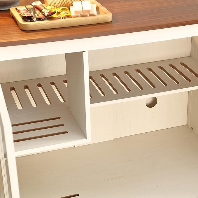 47.8'' Dog-Proof Large Cat Litter Box Enclosure with Super Convenient Litter Collector,Cat Litter Box Cabinet with Litter Leak Walkway and Glass Doors for Better View,White