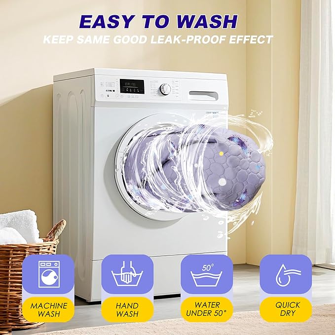 Washable Pee Pads for Dogs, 2Pack Reusable Puppy Pads, Super Absorbent & Leakproof Dog Pads, Anti-Slip Dog Pee Pads for Puppy Training & Incontinence, Feather Pattern 18"x24"