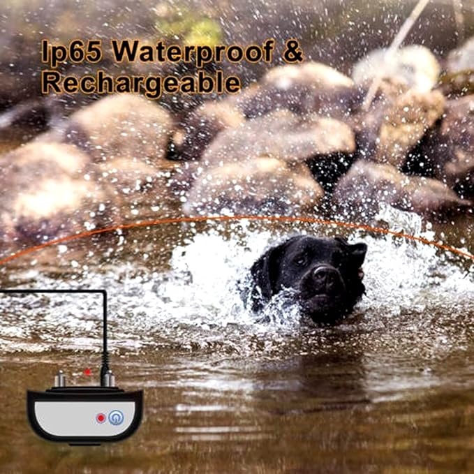 Wireless Electronic Pet Dog Fence System and Dog Training Collar 2-in-1,Boundary Container for All Dogs,with Shock/Tone Correction,Waterproof Reflective Stripe Collar,Harmless,for 1 2 3 dogs,for1dog