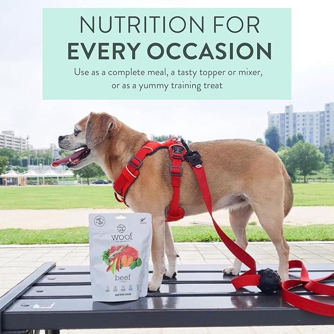 The New Zealand Natural Pet Food Co Woof Freeze Dried Dog Food - Beef Recipe, High Protein, Dog Food Topper & Dog Treats, All Life Stages, 1.76 oz