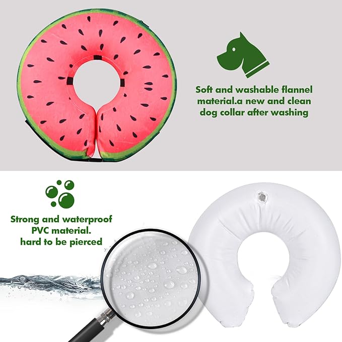 Katoggy Inflatable Dog Cone Collar for After Surgery, Soft Adjustable Blow up Donut E-Collar for Small Medium Large Dog and Cats