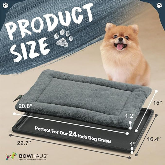 Machine-Washable Dog Bed Pad & Tray for 24-Inch Kennel, Non-Slip Flat Cozy Sleeping Mat & Easy-Clean Plastic Replacement Crate Pan, Comfortable & Durable for Dogs, Rabbits, Cats, Various Pets