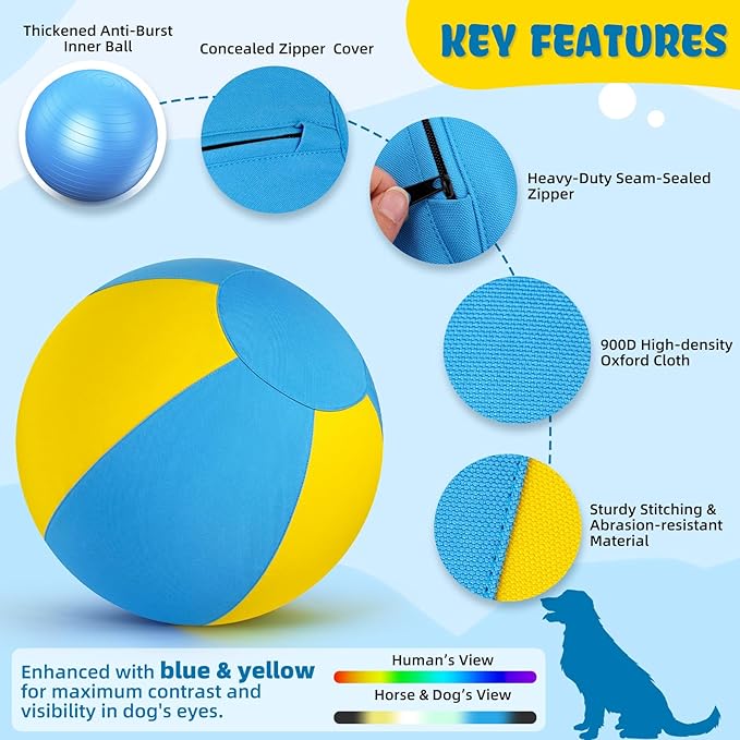 25" Herding Ball for Dogs, Herding Ball for Australian Shepherds, Dog Herding Toy for Medium/Large Breeds Outdoor Play & Training