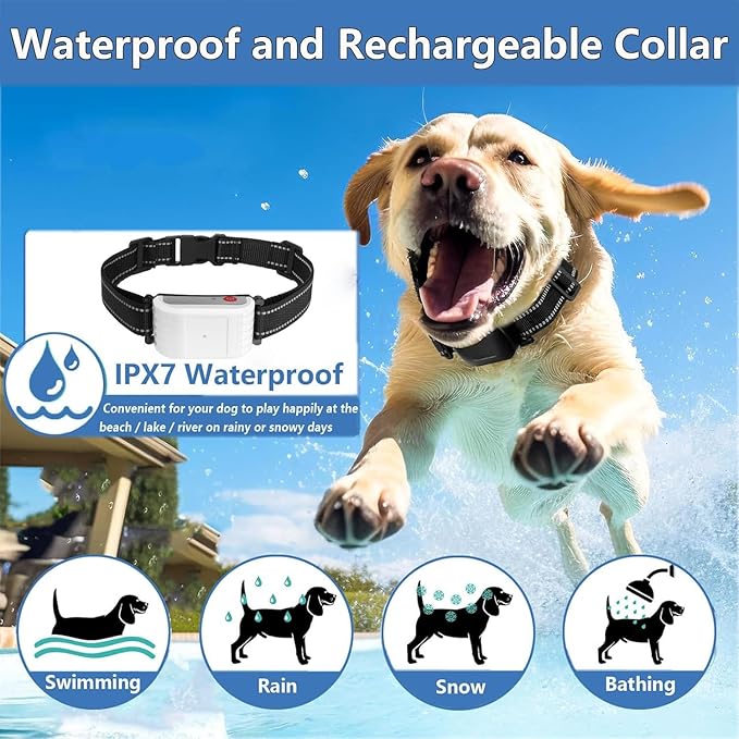 Wireless Dog Fence, Pet Boundary Containment System for Dogs and Pets with Waterproof Training Collar Receiver, Covers up to 856-Acre, Electric Dog Fence, 3 Training Modes for All Dogs,for2dogs