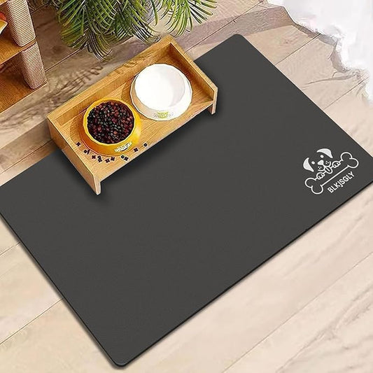 12"×20" Dark Grey Absorbent Dog Mat for Food and Water Bowl- Quick Dry Durable Feeding Mat for Dog and Cat Easy Cleaning Pet Supplies for Messy Pets