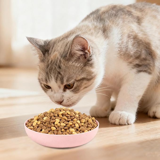 [18 Pack] Cat Dishes Whisker Friendly, Shallow Wide Pet Food and Water Bowl, 5.5 Inch Cat Food Dish, Friendly Wet Feeding Bowl, Durable Wheat Straw Pet Bowls, Pet Plate for Kittens (Indoor/Outdoor)