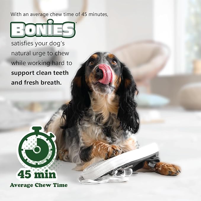 Bonies Natural Breath and Dental Formula Minis-Sized Single Bone - All-Natural Ingredients, Fresh Breath, Cleans Teeth, Low Calories, Chicken Flavor, MINI Dogs, 20 Bones