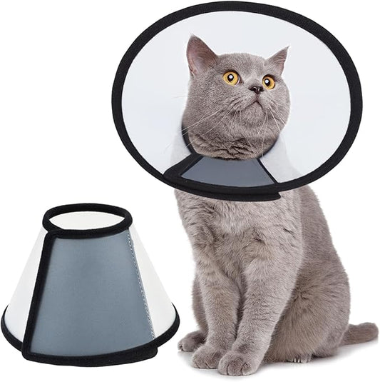 Vivifying Cat Cone, Adjustable Recovery Pet Cone, Three Sizes Lightweight Plastic Elizabethan Collar for Cats, Mini Dogs and Rabbits (Black)