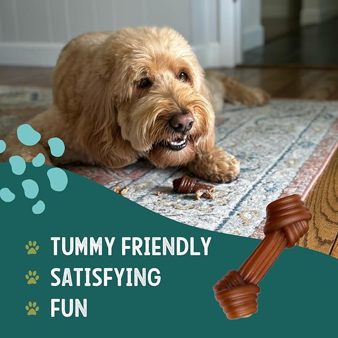 Rawhide Free Dog Chews | Ribbed Bones | for Large - Extra Large Dogs | Pumpkin, Psyllium Husk and Chicory Root for Easy Digestion and Overall Gut Health (2 Bones, Chicken)