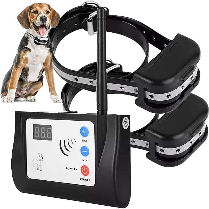 Wireless Electric Dog Fence Outdoor Pet Dog Containment System Two Working Mode Rechargeable Training Collar Receiver Adjustable Range Up to 1000 Feet LED Distance Display,Waterproof,for All Dogs,for2