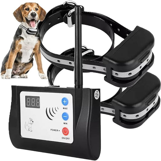 Wireless Electric Dog Fence Outdoor Pet Dog Containment System Two Working Mode Rechargeable Training Collar Receiver Adjustable Range Up to 1000 Feet LED Distance Display,Waterproof,for All Dogs,for2