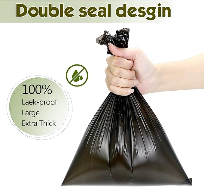 Dog Poop Bags 1140 Count (57 Rolls), Unscented Leak-Proof Waste Bag, 13x9" Black Doggy Poop Bags with Bone-Shaped Dispenser, Extra Thick & Easy Detach