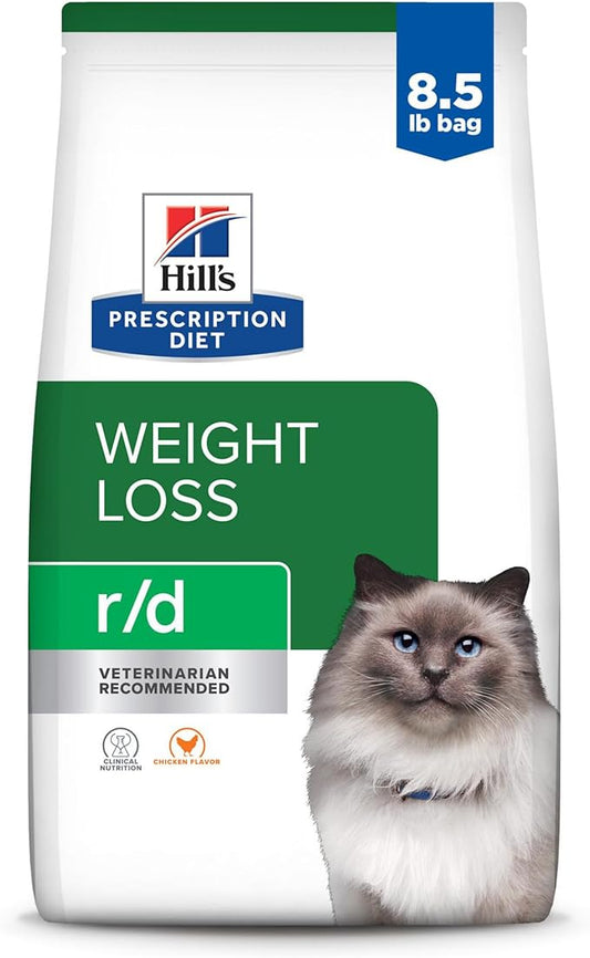 Hill's Prescription Diet r/d Weight Reduction Chicken Flavor Dry Cat Food, Veterinary Diet, 8.5 lb. Bag