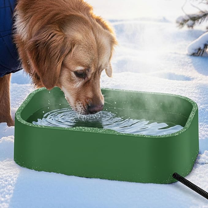 1.25Gal/5.5L Extra Large Pet Heated Water Bowl for Dog Cats Rabbit Chicken Duck Squirrel, Indoor & Outdoor Antifreezing Winter Heated Food & Water Bowl Dish, Thickened Design, BPA-Free, Plug and Play