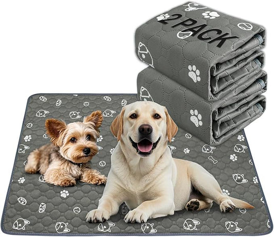 Enmaipet Washable Pee Pads for Dogs 40"x28", 2 Pack Waterproof Pet Pee Pads for Dog Potty Training Large Ultra-Absorbent and Leak-Proof Reusable Pads for Dogs Cats (Gray)