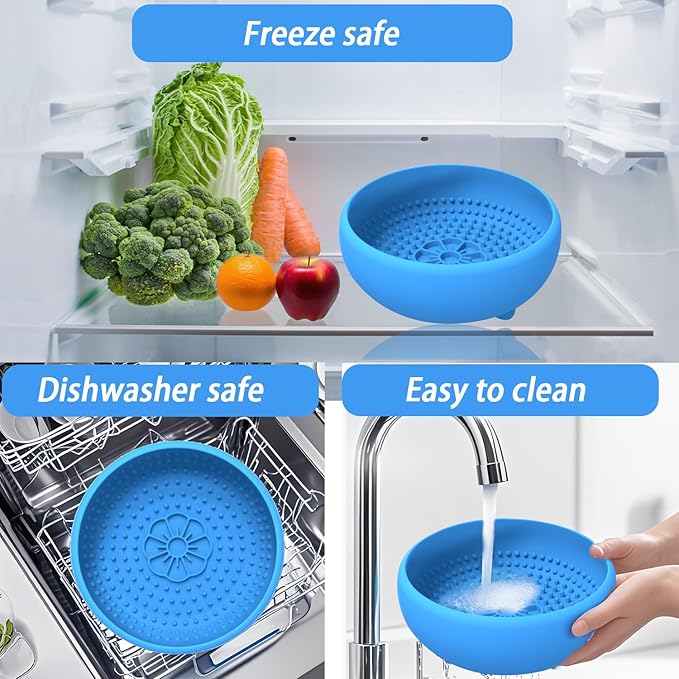 Saphe Dog Lick Bowl, Anxiety Relief Lick Silicone Dog Bowl, Non-Slip Licking mat for Distraction, Freezer & Dishwasher Safe