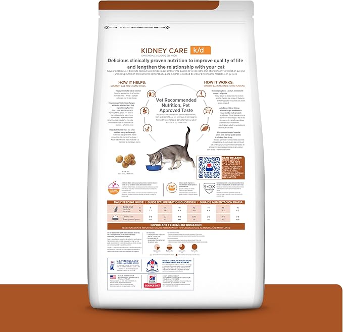 Hill's Prescription Diet k/d Kidney Care Ocean Fish Dry Cat Food, Veterinary Diet, 8.5 lb. Bag