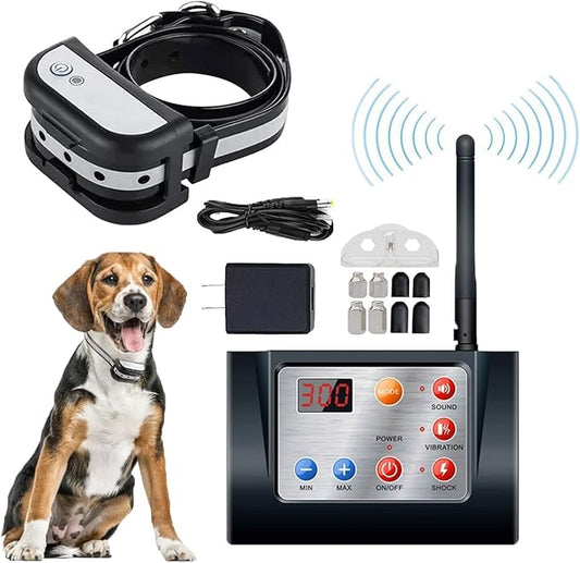 Wireless Dog Fence Electric Pet Containment System,Training Collar Receiver w/Tone/Static Correction,Reflective Stripe,Waterproof,Adjustable Range,Dog Boundary Container for All Dogs,for1dog