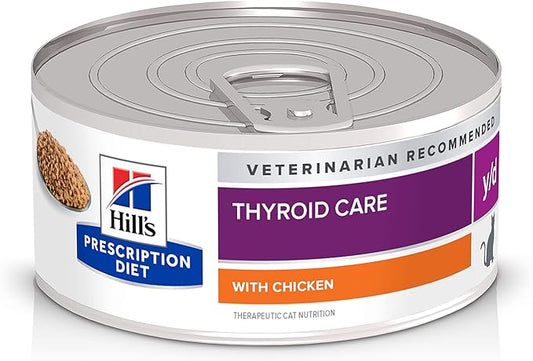 Hill's Prescription Diet y/d Thyroid Care with Chicken Wet Cat Food, Veterinary Diet, 5.5 oz. Cans, 24-Pack